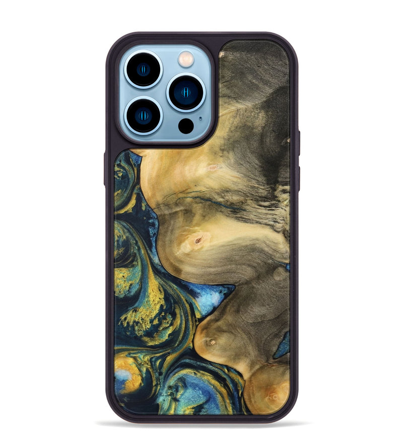 iPhone 14 Pro Max Wood Phone Case - Nguyen (Teal & Gold, 732585)