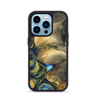 iPhone 14 Pro Wood Phone Case - Nguyen (Teal & Gold, 732585)