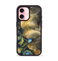 iPhone 16 Wood Phone Case - Nguyen (Teal & Gold, 732585)