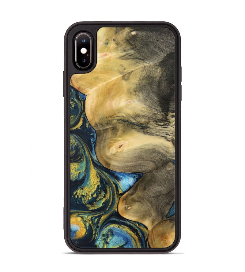 iPhone Xs Max Wood Phone Case - Nguyen (Teal & Gold, 732585)