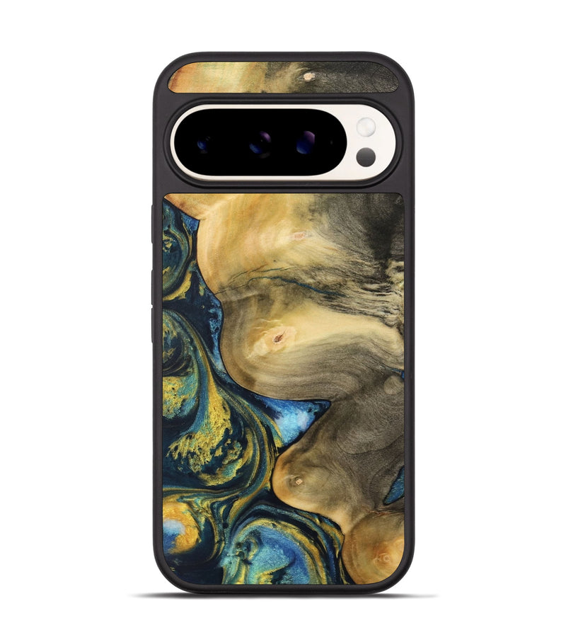 Pixel 9 Pro Wood Phone Case - Nguyen (Teal & Gold, 732585)