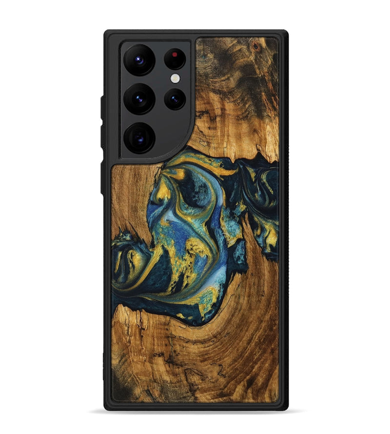 Galaxy S22 Ultra Wood Phone Case - Sandeep (Teal & Gold, 732588)