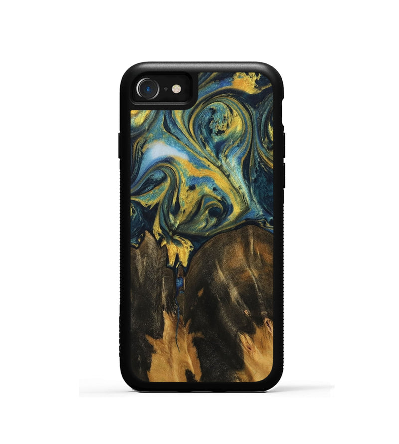 iPhone SE Wood Phone Case - Debera (Teal & Gold, 732589)