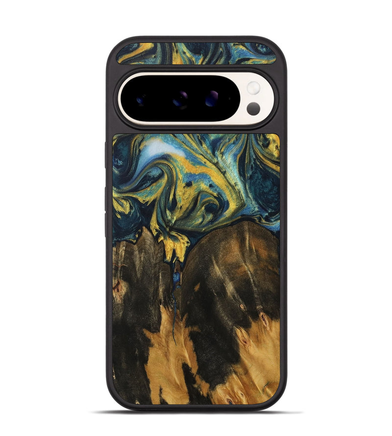 Pixel 9 Pro Wood Phone Case - Debera (Teal & Gold, 732589)