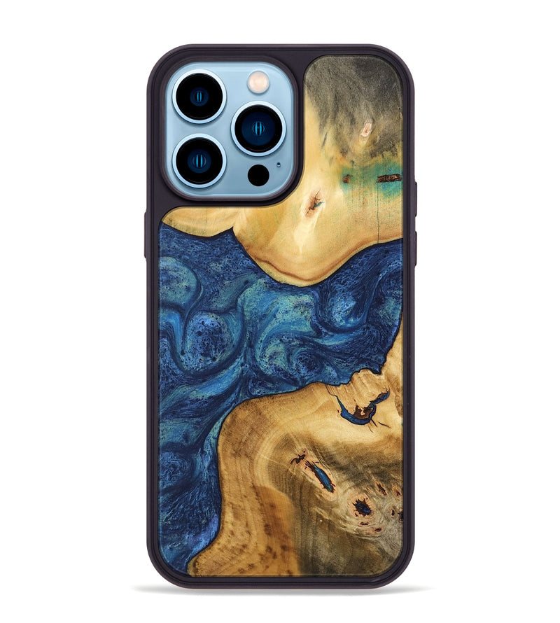 iPhone 14 Pro Max Wood Phone Case - Americo (Blue, 732597)