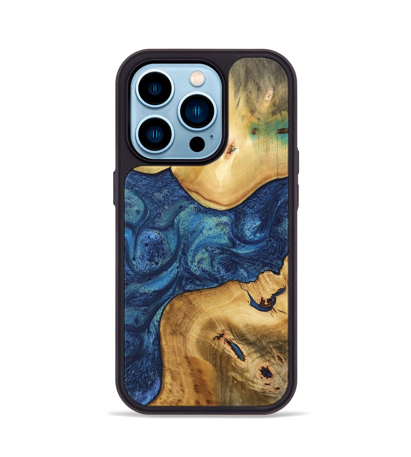 iPhone 14 Pro Wood Phone Case - Americo (Blue, 732597)