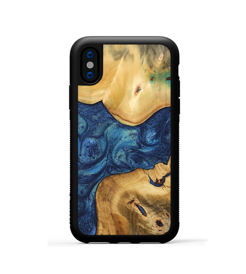 iPhone Xs Wood Phone Case - Americo (Blue, 732597)