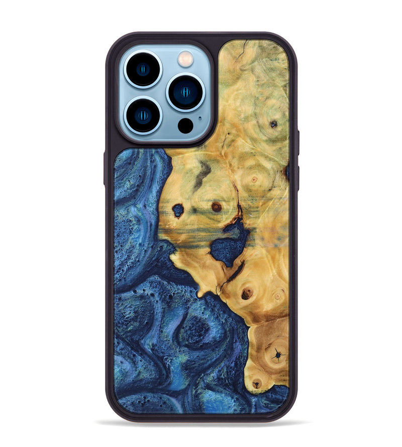 iPhone 14 Pro Max Wood Phone Case - Carey (Blue, 732603)