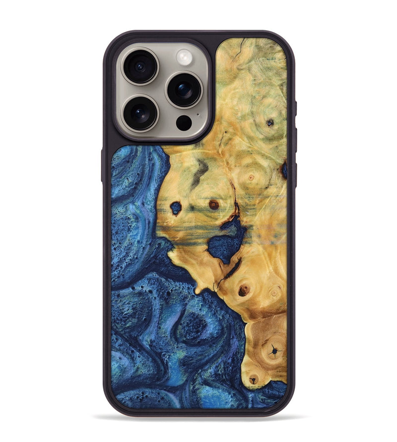 iPhone 15 Pro Max Wood Phone Case - Carey (Blue, 732603)