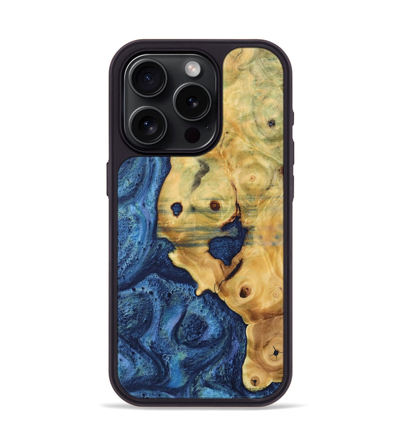 iPhone 15 Pro Wood Phone Case - Carey (Blue, 732603)