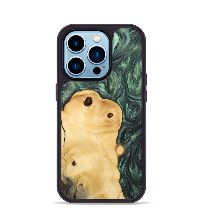 iPhone 14 Pro Wood Phone Case - Tiffie (Green, 732604)