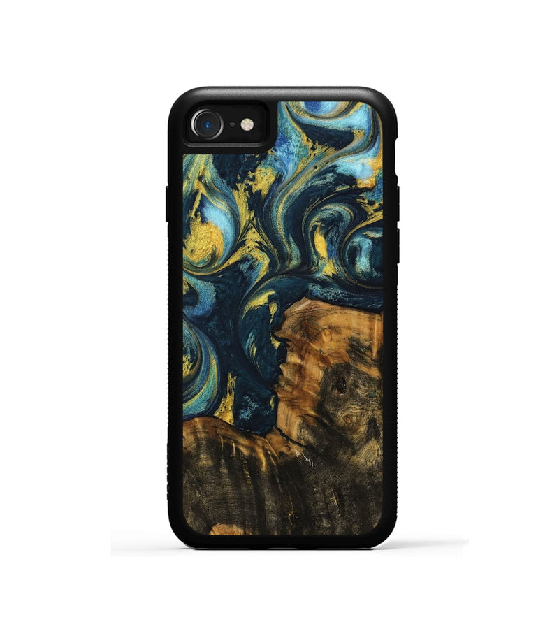 iPhone SE Wood Phone Case - Javed (Teal & Gold, 732608)