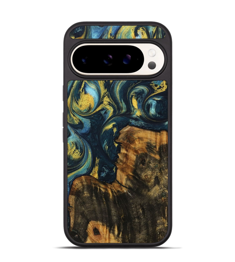 Pixel 9 Pro Wood Phone Case - Javed (Teal & Gold, 732608)