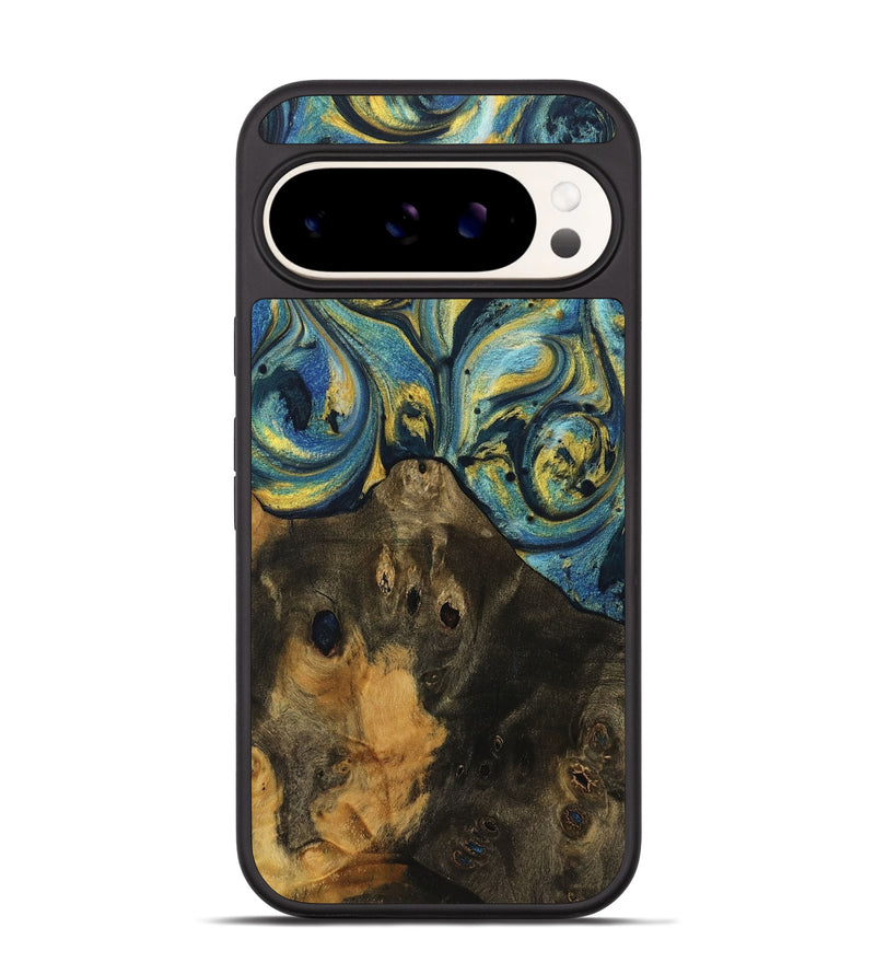 Pixel 9 Pro Wood Phone Case - Hale (Teal & Gold, 732609)