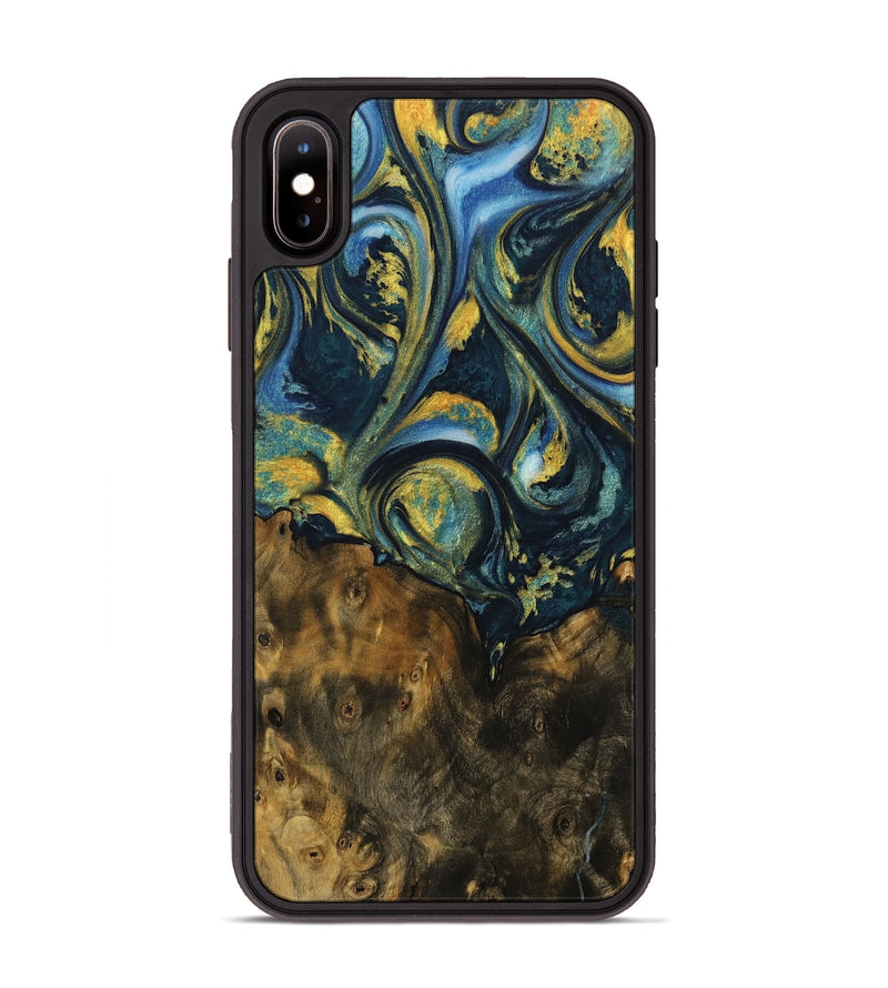 iPhone Xs Max Wood Phone Case - Whitley (Teal & Gold, 732613)