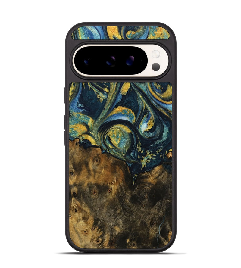 Pixel 9 Pro Wood Phone Case - Whitley (Teal & Gold, 732613)