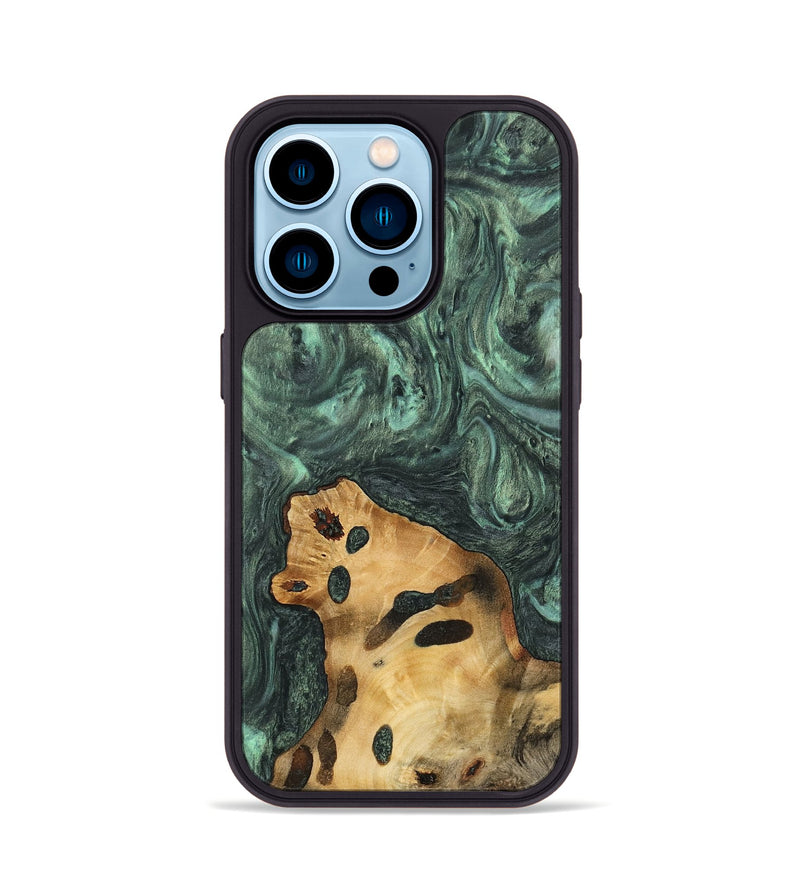 iPhone 14 Pro Wood Phone Case - Purnam (Green, 732616)