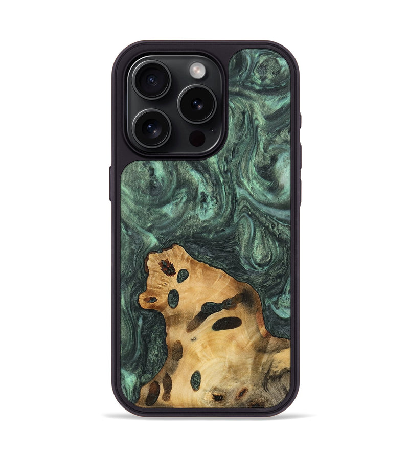 iPhone 15 Pro Wood Phone Case - Purnam (Green, 732616)