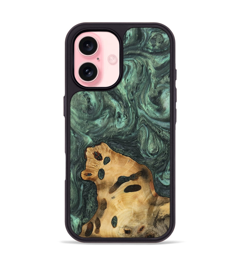 iPhone 16 Wood Phone Case - Purnam (Green, 732616)