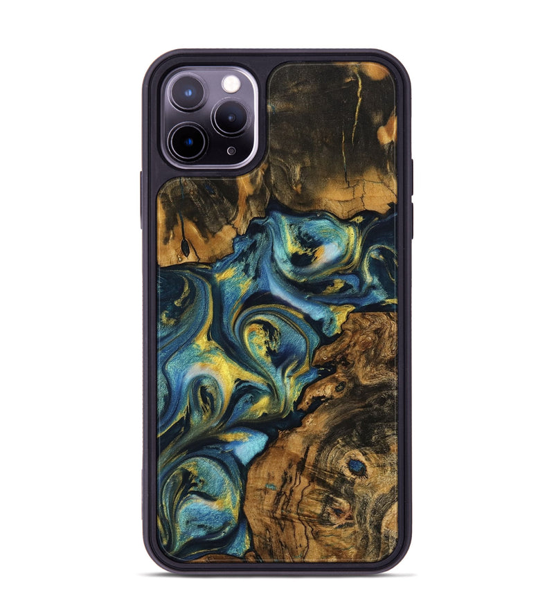 iPhone 11 Pro Max Wood Phone Case - Dorothy (Teal & Gold, 732617)