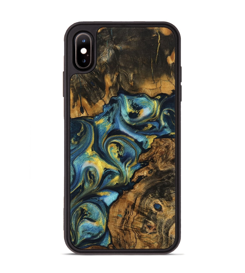 iPhone Xs Max Wood Phone Case - Dorothy (Teal & Gold, 732617)