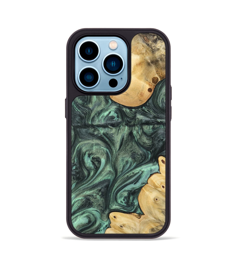 iPhone 14 Pro Wood Phone Case - Rosario (Green, 732619)