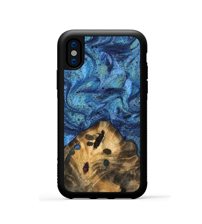 iPhone Xs Wood Phone Case - Alvina (Blue, 732620)