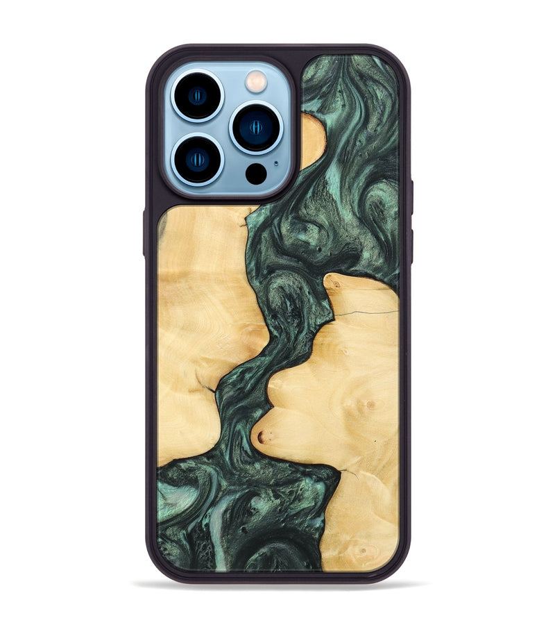 iPhone 14 Pro Max Wood Phone Case - Samuel (Green, 732621)