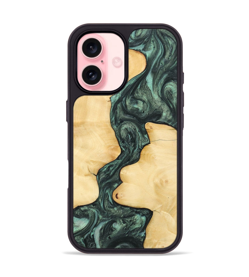 iPhone 16 Wood Phone Case - Samuel (Green, 732621)