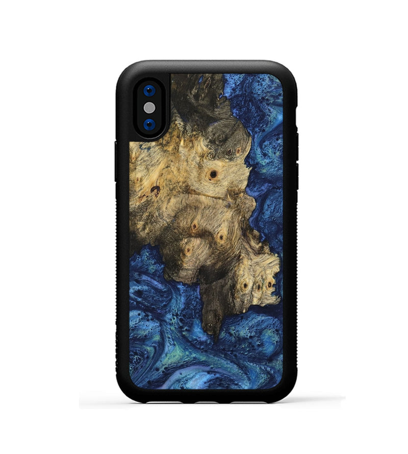 iPhone Xs Wood Phone Case - Melinie (Blue, 732622)