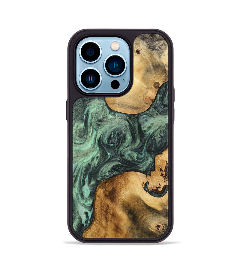 iPhone 14 Pro Wood Phone Case - Shanti (Green, 732624)