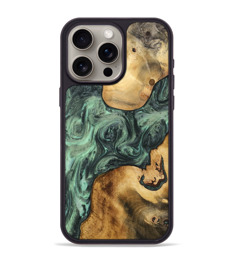 iPhone 15 Pro Max Wood Phone Case - Shanti (Green, 732624)