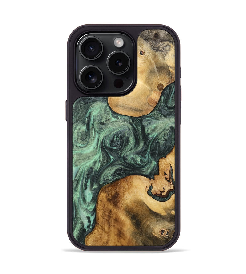 iPhone 15 Pro Wood Phone Case - Shanti (Green, 732624)