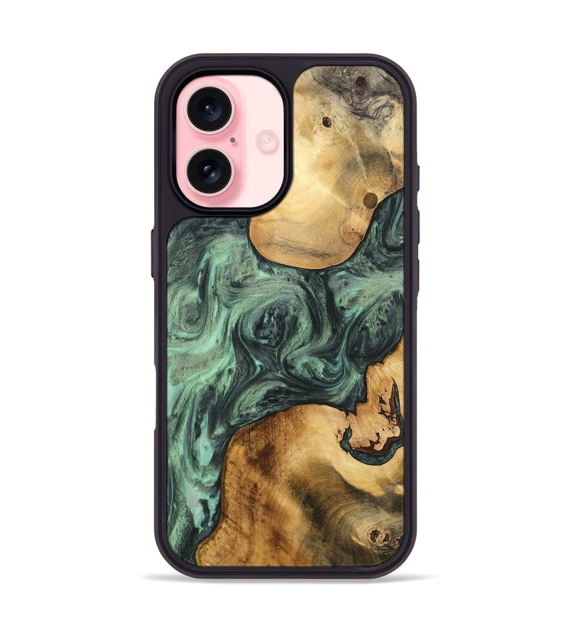 iPhone 16 Wood Phone Case - Shanti (Green, 732624)