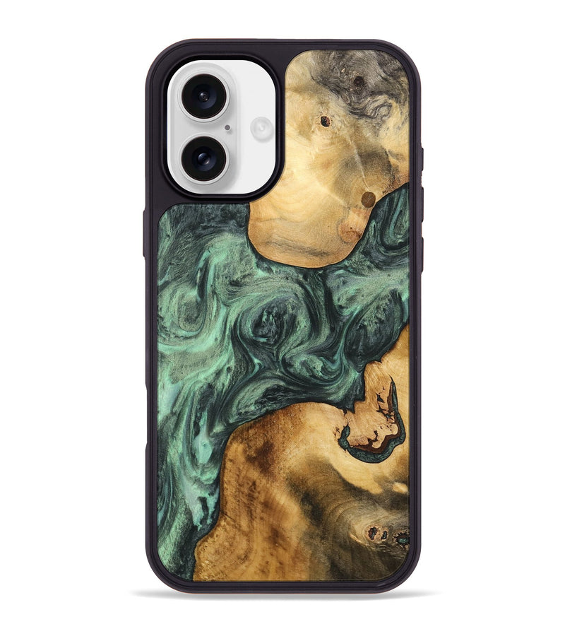 iPhone 16 Plus Wood Phone Case - Shanti (Green, 732624)