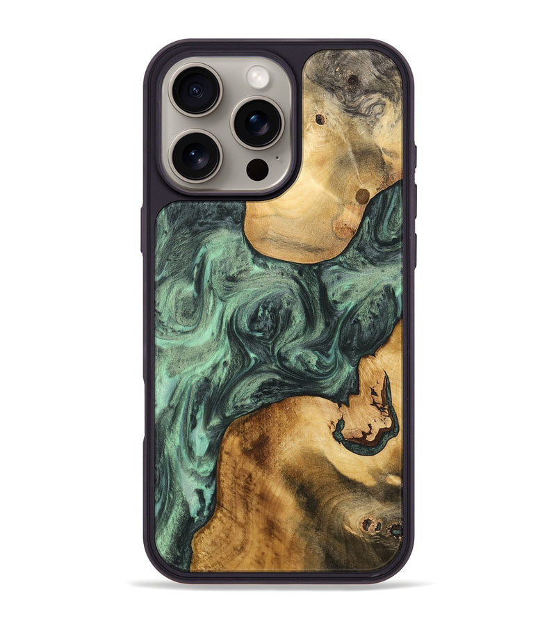 iPhone 16 Pro Max Wood Phone Case - Shanti (Green, 732624)