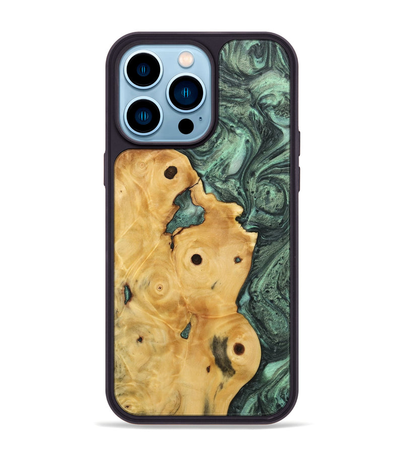 iPhone 14 Pro Max Wood Phone Case - Noel (Green, 732625)