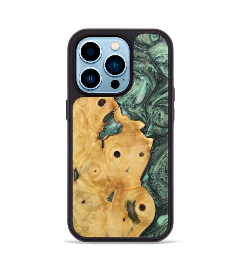 iPhone 14 Pro Wood Phone Case - Noel (Green, 732625)