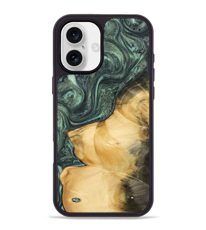 iPhone 16 Plus Wood Phone Case - Zeina (Green, 732626)