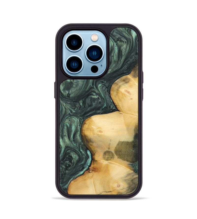 iPhone 14 Pro Wood Phone Case - Ruthi (Green, 732628)