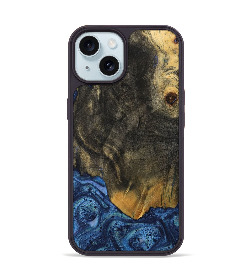 iPhone 15 Wood Phone Case - Alline (Blue, 732631)