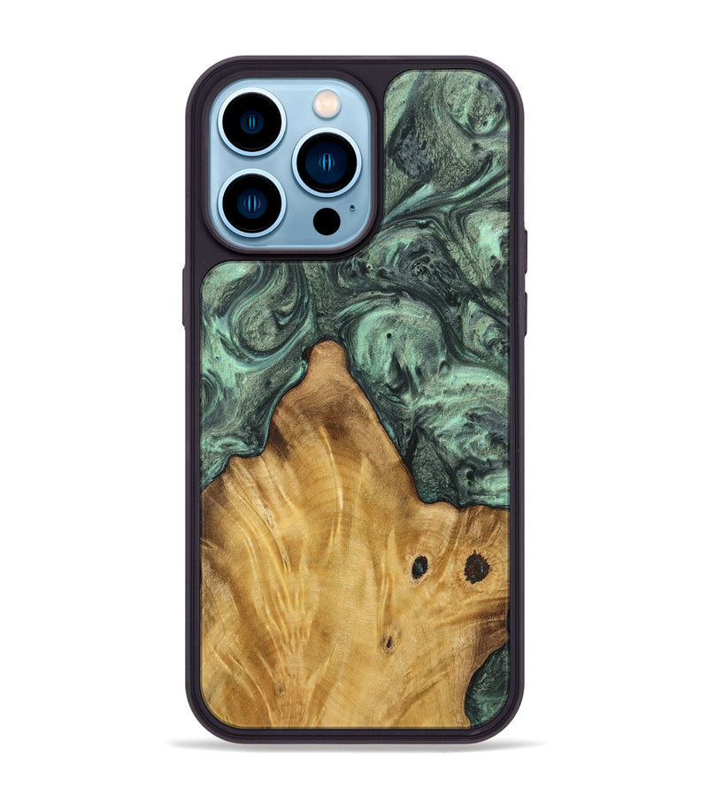 iPhone 14 Pro Max Wood Phone Case - Ilona (Green, 732632)