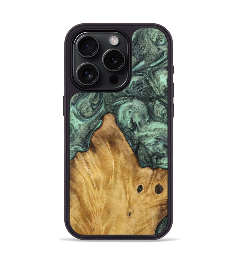 iPhone 15 Pro Wood Phone Case - Ilona (Green, 732632)