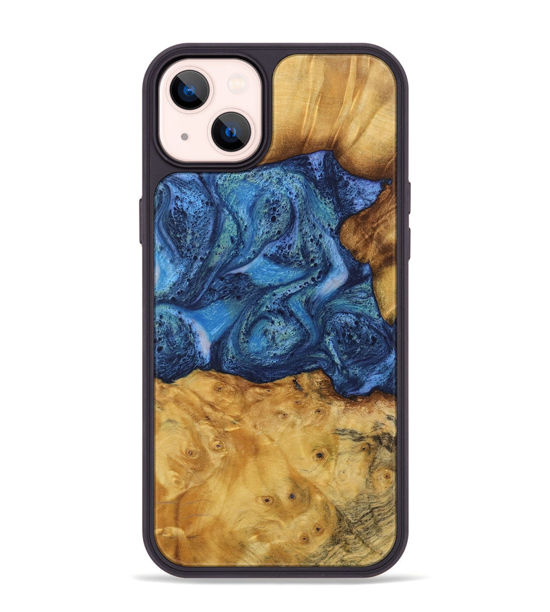 iPhone 14 Plus Wood Phone Case - Bettina (Blue, 732634)