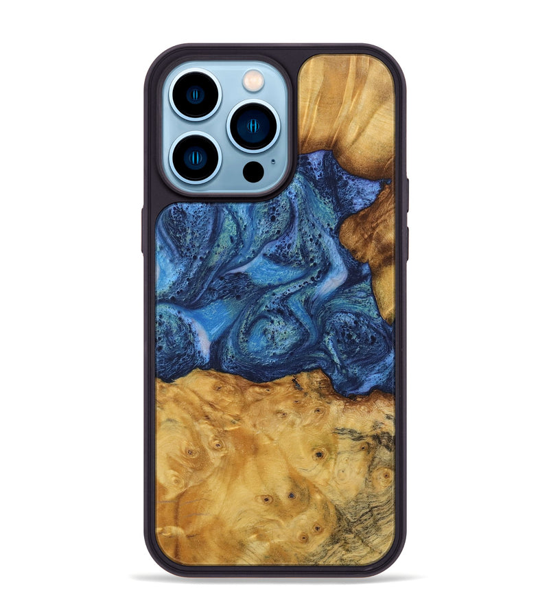 iPhone 14 Pro Max Wood Phone Case - Bettina (Blue, 732634)