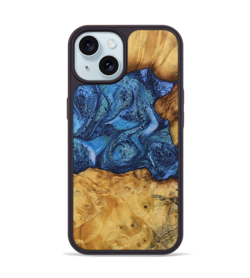 iPhone 15 Wood Phone Case - Bettina (Blue, 732634)