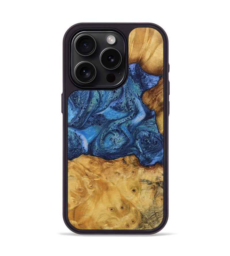 iPhone 15 Pro Wood Phone Case - Bettina (Blue, 732634)