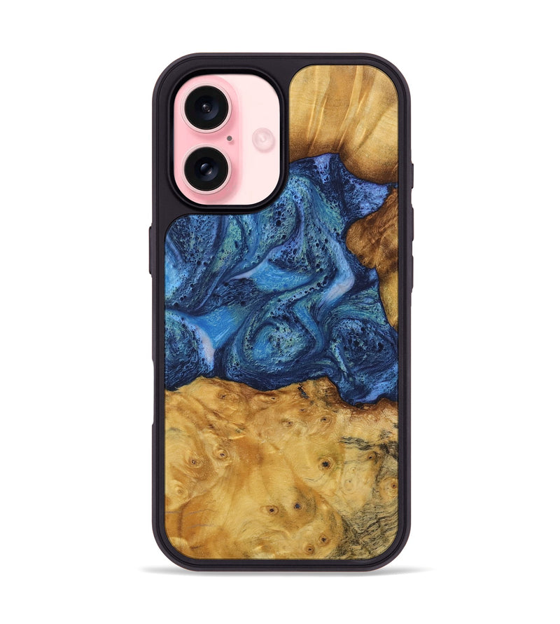 iPhone 16 Wood Phone Case - Bettina (Blue, 732634)