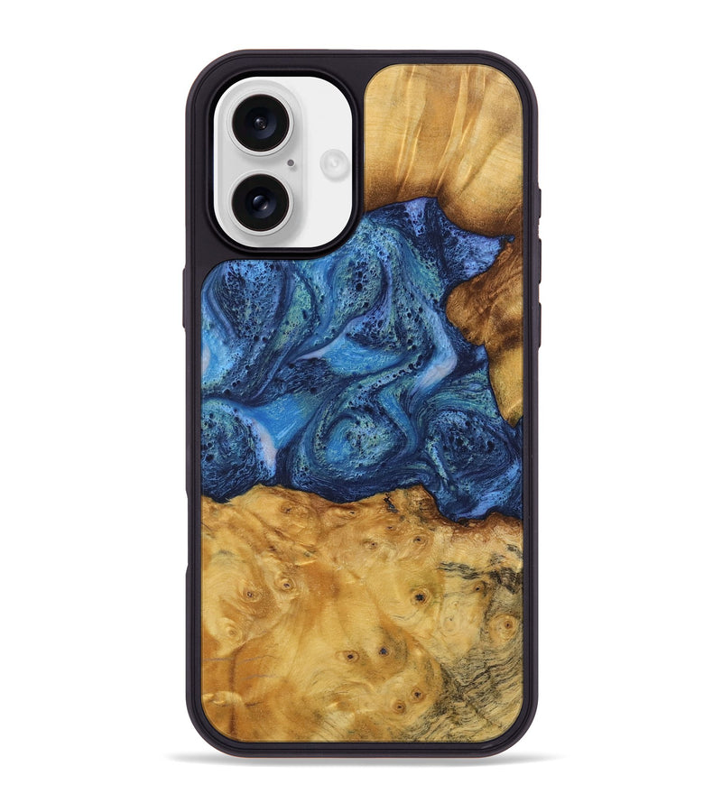 iPhone 16 Plus Wood Phone Case - Bettina (Blue, 732634)