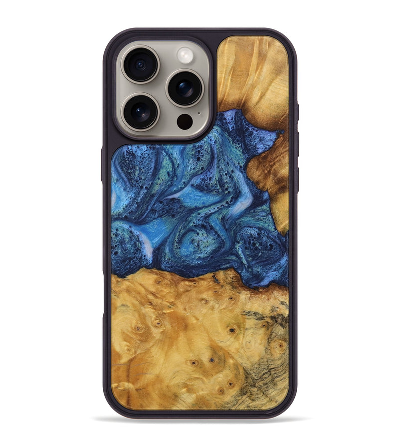 iPhone 16 Pro Max Wood Phone Case - Bettina (Blue, 732634)